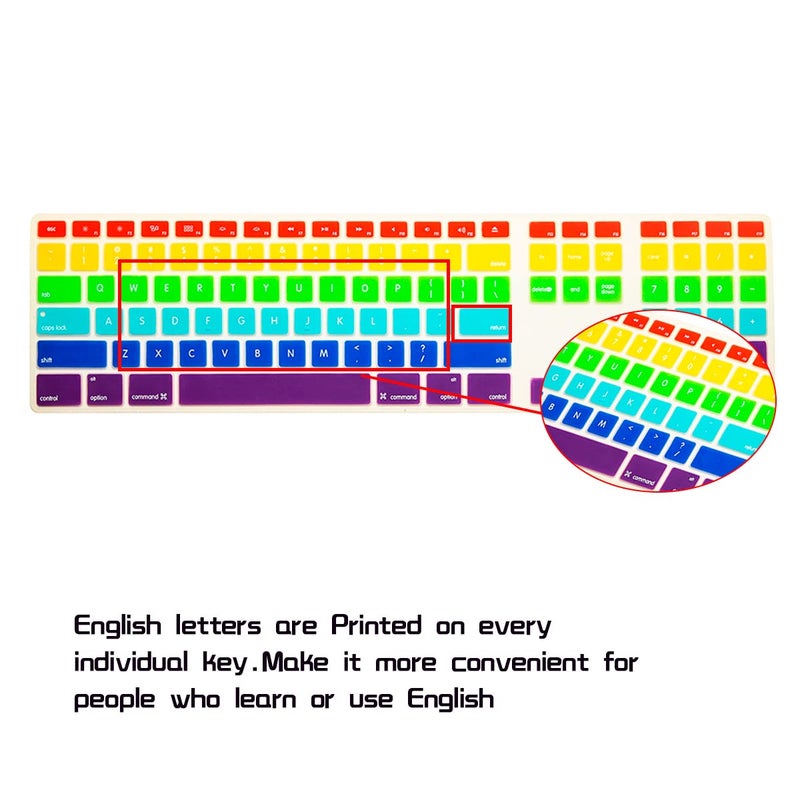 HRH Rainbow Mix Silicone Keyboard Skin Cover for iMac Wired USB Full Size Keyboard with Numeric Keypad A1243(G6 MB110LL/B and MB110LL/A) - Image 2
